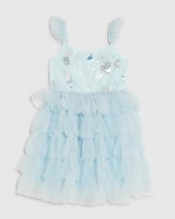 Mini Girls Blue Sequin Tulle Dress