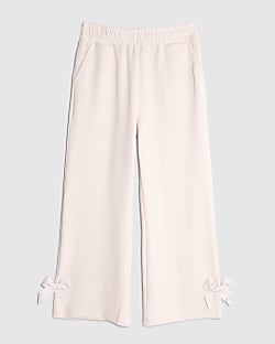 Girls Pink Wide Leg Bow Trousers