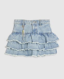 Girls Blue Tiered Skirt