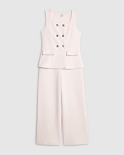 Girls Pink Waistcoat Jumpsuit
