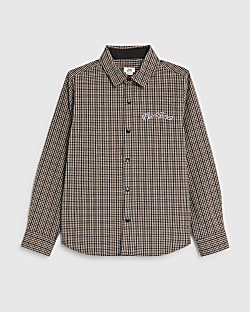 Mini Boys Beige Check Shirt