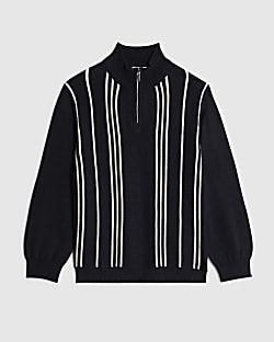 Mini Boys Navy Funnel Neck Top