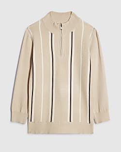 Boys Beige Funnel Neck Top