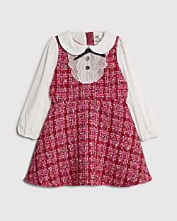 Mini Girl Pink Velvet Bow Boucle Dress