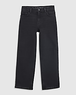 Boys Black Washed Straight Jeans