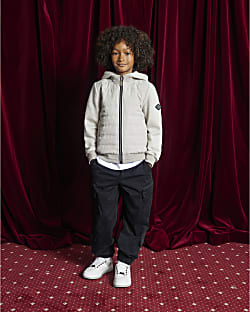 Boys Beige Hooded Hybrid Jacket