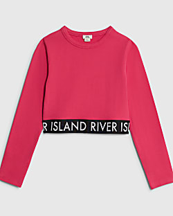 Girls Pink RI Waistband Top