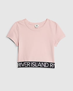 Girls Pink Glitter RI Waistband T-Shirt