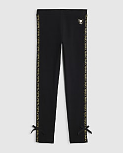 Girls Black RI Bow Leggings