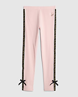 Girls Pink RI Bow Leggings