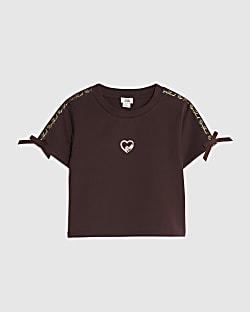 Girls Brown Bow RI T-Shirt