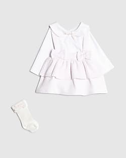 Baby Girls Pink Pinafore Dress 3 Piece Set