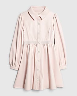 Girls Pink Faux Leather Dress