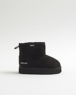 Mini boys Black Faux Fur Lined Boots