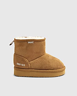 Mini Boys Beige Fur Lined Boots