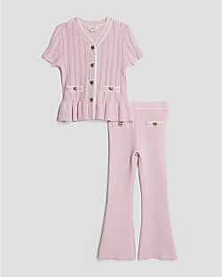 Mini Girls Pink Peplum Waistcoat Set