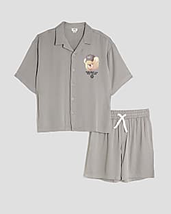 Boys Grey Bear Revere Shirt Set