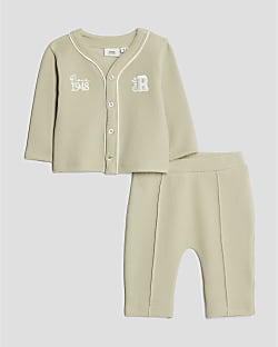 Baby Boys Khaki Baseball Top Set