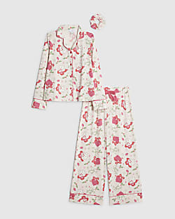 Girls Pink Santa Sleigh Pyjamas Set