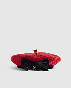 Girls Red Bow Boucle Beret