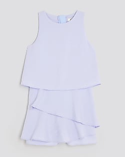 Girls Purple Tiered Playsuit