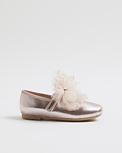 Mini Girls Pink Organza Bow Shoes