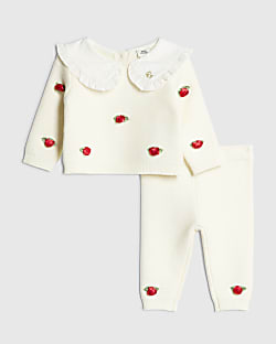 Baby Girls Cream Rose Bud Jumper Set