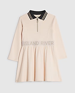 Mini Girls Pink RI Ribbed Dress