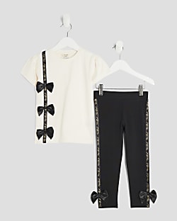 Mini Girls Cream  RI T-Shirt & Leggings Set