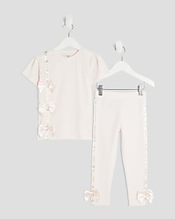 Mini Girls Pink RI Bow T-Shirt & Leggings Set
