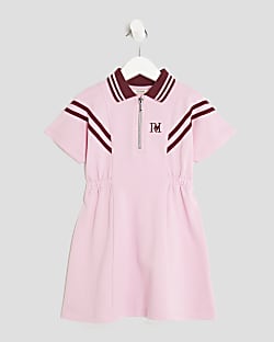 Mini Girls Pink Striped Polo Shirt Dress