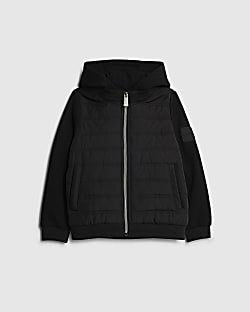 Boys Black Hooded Hybrid Jacket