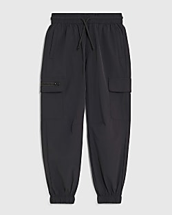 Boys Black Zip Cargo Trousers