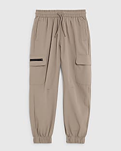 Boys Brown Zip Cargo Trousers