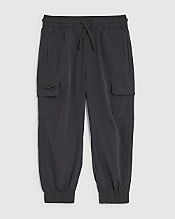 Mini Boys Black Zip Cargo Trousers