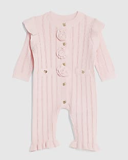 Baby Girls Pink Pointelle Romper