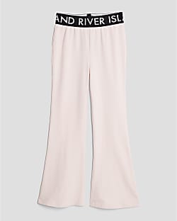 Girls Pink RI Waistband Flared Leggings
