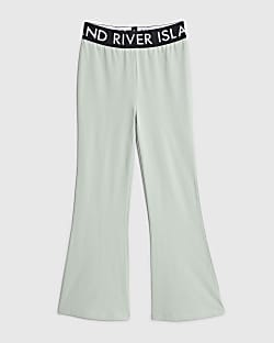 Girls Green RI Flared Leggings