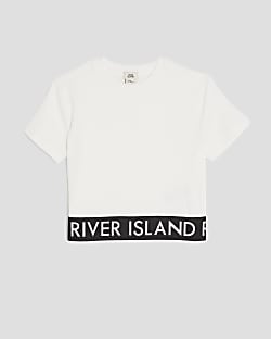 Girls White Ribbed RI Waistband Top