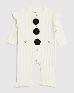 Baby Girls Cream Pointelle Romper