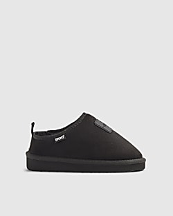 Boys Black Faux Suede Snug Slippers