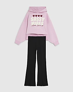 Girls Pink Sassy Vibes Hoodie Set