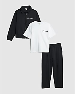Boys Navy Pinstripe Shirt 3 Piece Set