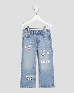Mini Girls Denim Graffiti Straight Jeans