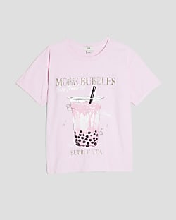 Girls Pink Glitter More Bubbles T-Shirt