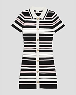 Girls Pink Striped Polo Dress