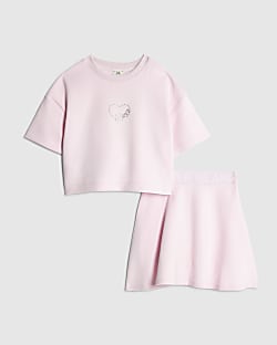 Girls Pink Premium Skirt Set