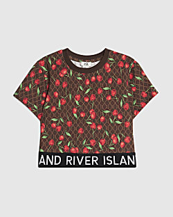 Girls Brown Cherry Monogram Top