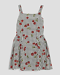Girls Black Cherry Gingham Skater Dress