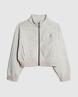 Girls Grey RI Waistband Bomber Jacket